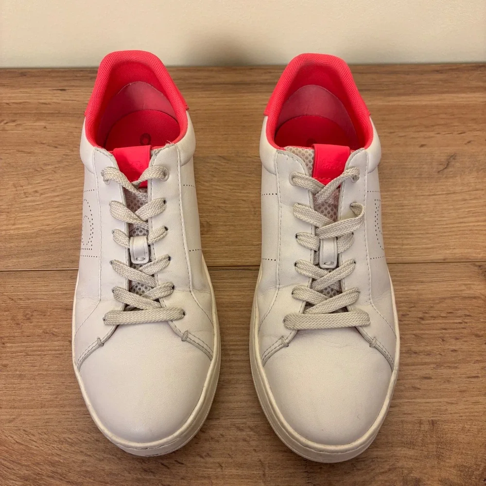 COACH G5040 Lowline Low Top Sneaker Womens Size 9 White Hot Pink‎ Leather Casual - Picture 3 of 13
